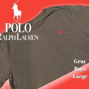- POLO BOYS LARGE GRAY SS TEE WITH RED EMBLEM